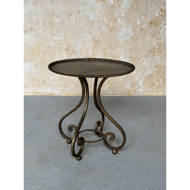 Vintage Spanish Gilt Iron Martini Drinks Table, 1950s For Sale - Image 16 of 17