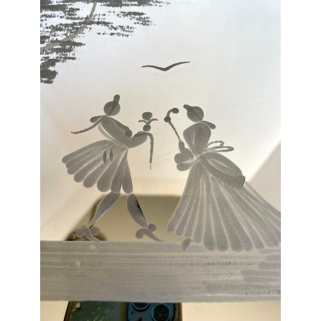 1950s Vintage Murano Italy Venetian Glass Rope Romantic Mirror Serving Vanity Tray For Sale - Image 5 of 12