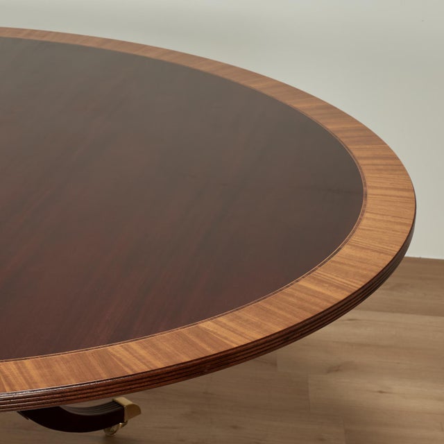Wood Large Round Regency Style Dining Table For Sale - Image 7 of 18