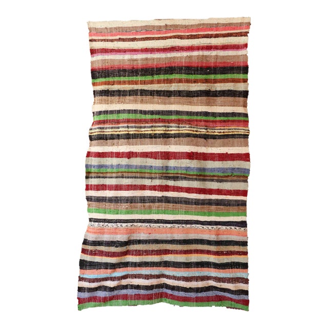 Moroccan Kilim Boucherouite Rug - 5'1" X 8'4" Ft For Sale