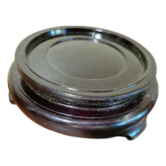 Round Black Lacquer Chinese Stand For Sale