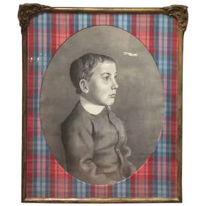 Framed and Matted Charcoal Portrait of a Boy