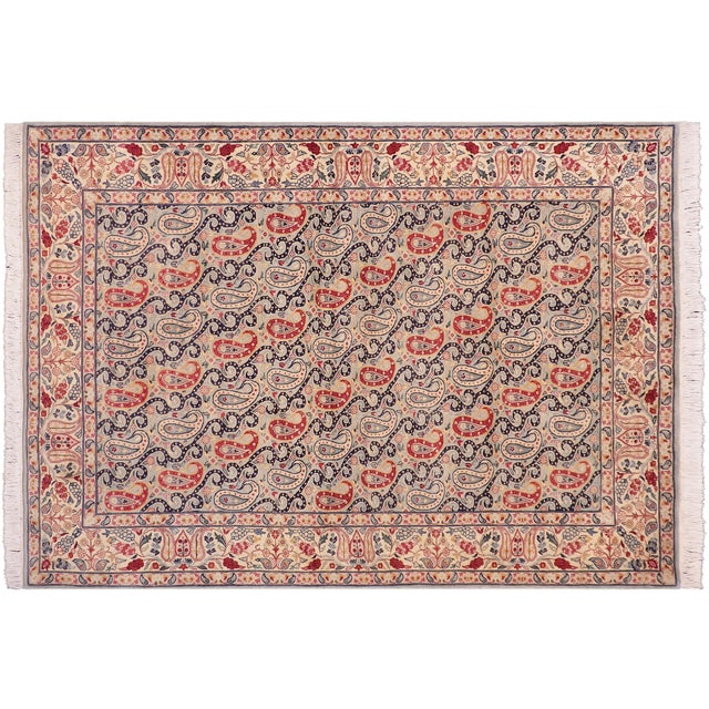 Shabby Chic 1990's Pak-Persian Blue/Beige Wool Rug - 4'8'' X 7'1'' For Sale - Image 4 of 9