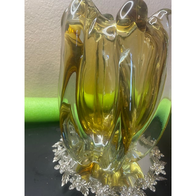 Yellow 1960 Stunning Bohemian Glass Vase Designed by Josef Hospodka For Sale - Image 8 of 9