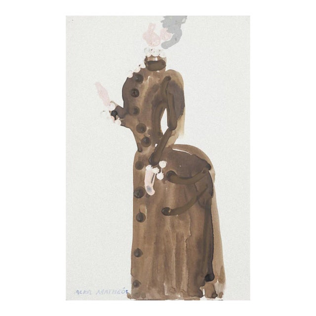 Costume Mixed Media on Paper by Alkis Matheos For Sale