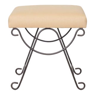 Panoplie Iron Loop Stool, Yellow Linen For Sale