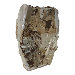Original Brutalist Ceramic Sculpture Vase by "Geo" For Sale