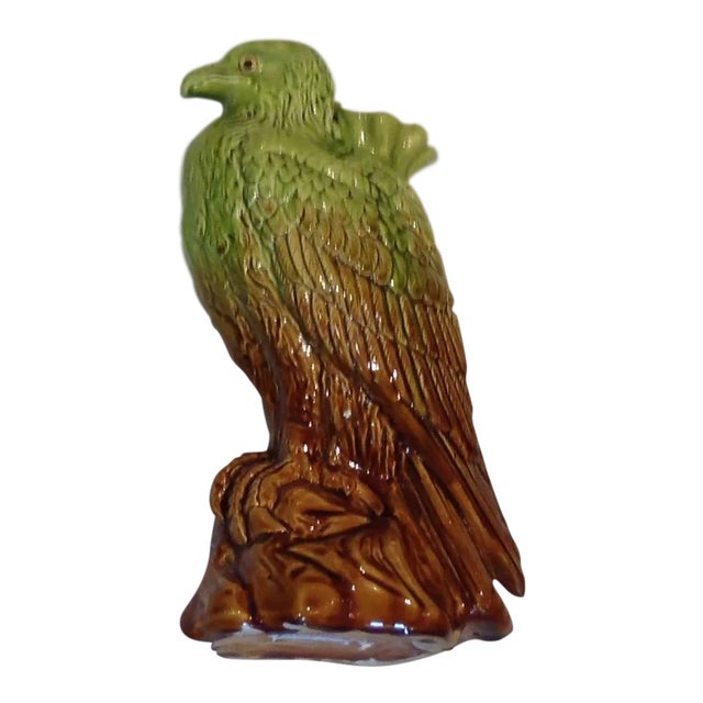 Antique 1890s English Majolica Hawk For Sale