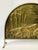 Mid-Century brass repoussé birddog fire screen beautifully done with evergreen trees in background. Original scalloped...