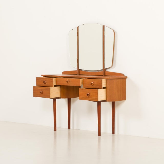 1970s Mid-Century Scandinavian Dressing Table in Teak, Norway, 1970s For Sale - Image 5 of 14