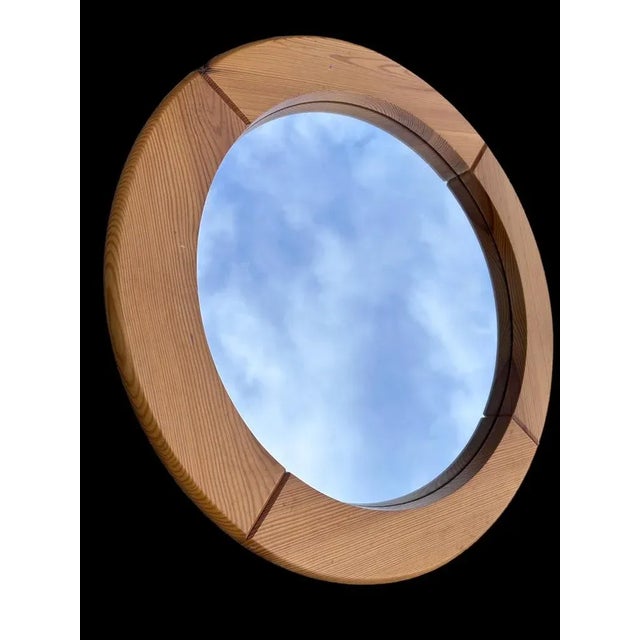 Mid-Century Modern Brutalist Elm Mirror from Glasmaster, 1970s For Sale - Image 3 of 8