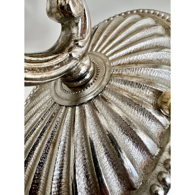 Pair Silver Nickel Alabaster Sunburst Wall Sconces For Sale - Image 14 of 18