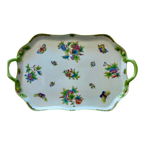 Herend Queen Victoria Rectangular Tray With Brach Handles
