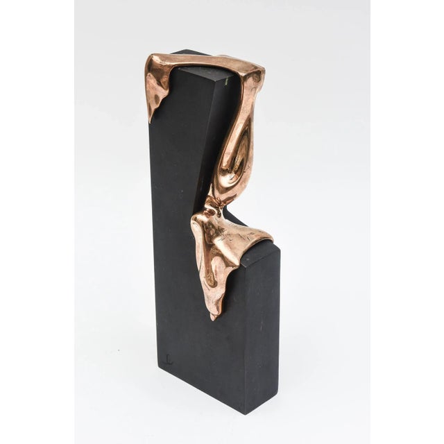 Vintage Bronze Dali Esque Cascading Sculpture With Black Metal Base Signed and Numbered For Sale - Image 4 of 12