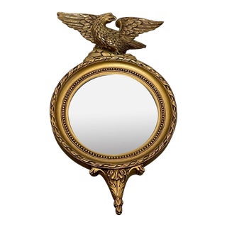 Small Regency Style British Eagle Bird Crown Convex Wall Mirror C1950's For Sale