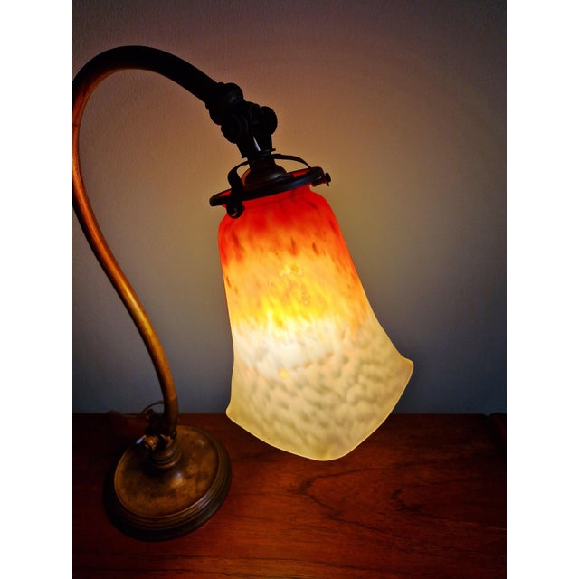 Art Deco Bronze Desk Lamp with Glass Shade by Charles Schneider, 1920s For Sale - Image 13 of 18