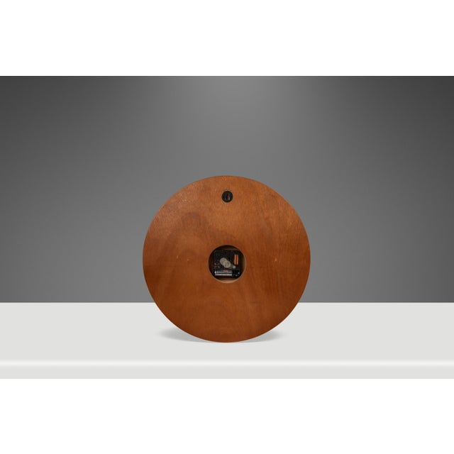 Brown Mid-Century Modern 13 Inch Minimalist Wall Clock Carved From Solid Walnut, Usa, C. 1970s For Sale - Image 8 of 16