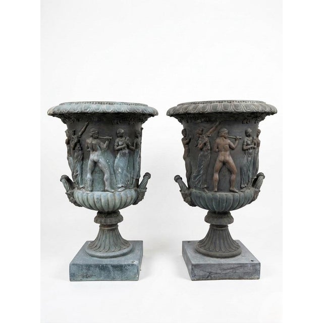 This exceptional pair of vintage bronze garden planters captures the timeless elegance of Neoclassical design, making them...