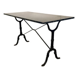 Vintage French Iron & Dark Marble Desk Table For Sale