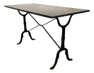 Vintage French Iron & Dark Marble Desk Table