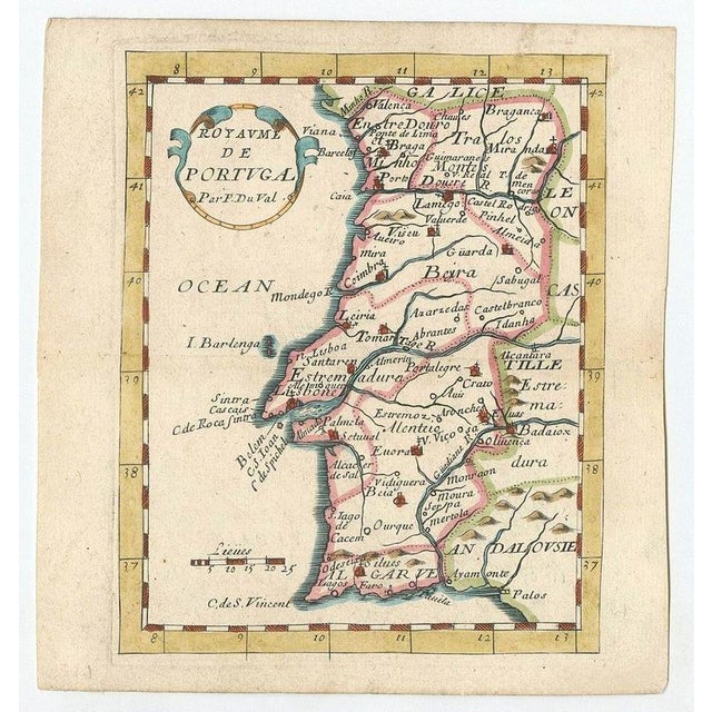 A charming late-17th-century miniature map of Portugal by Pierre Du Val, published in Paris around 1680. Du Val, nephew of...