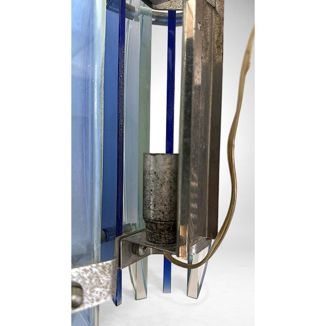 Late 20th Century Veca for Fontana Arte Pair of Italian Wall Sconces Steel and Seven Crystal For Sale - Image 15 of 18