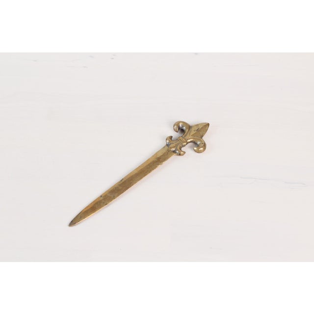1960s Mid-Century Brass Fleur De Lys Letter Opener For Sale - Image 5 of 10