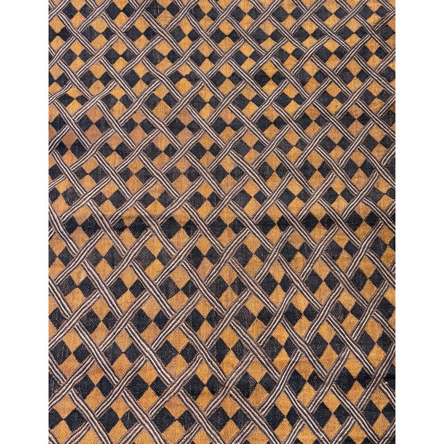 African Vintage Lg African Tribal Kuba Kasai Velvet Raffia Textile 32.5" For Sale - Image 3 of 6