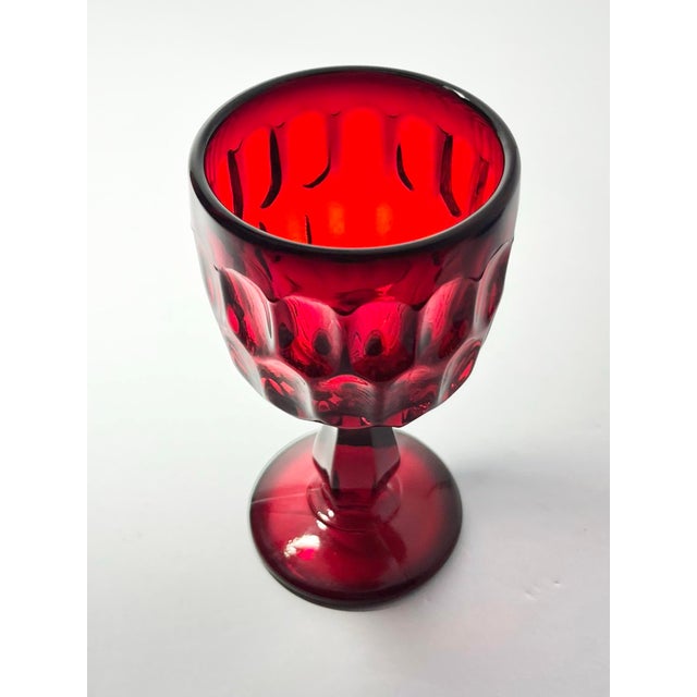 1980s 1980s Fenton “Thumbprint, Ruby Red” Wine Glasses - Set of 9 For Sale - Image 5 of 6