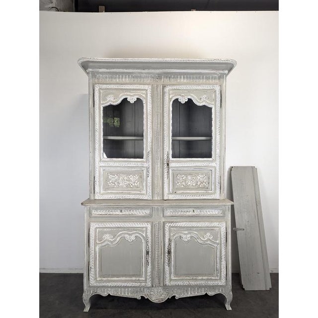 Norman Glass-Fronted 2-Body Buffet in Patinated Grey and White Oak, in Very Good conditions.