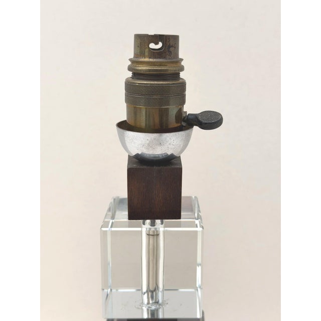 Vintage Art Deco Lamp Base in Wood and Glass, France, 1930 For Sale - Image 4 of 7
