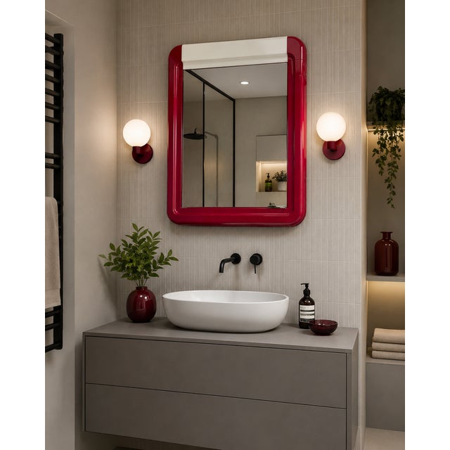 Red Space Age Mirror with Integrated Cabinet from Sieper Germany, 1970s For Sale - Image 8 of 8