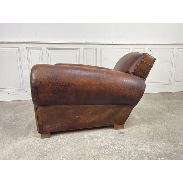 Vintage Club Chair in Genuine Leather, 1950s For Sale - Image 6 of 15