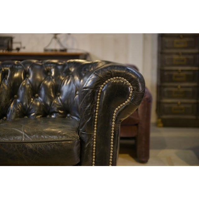 3-Seater Chesterfield Sofa in Black Leather, 1990s For Sale - Image 9 of 14