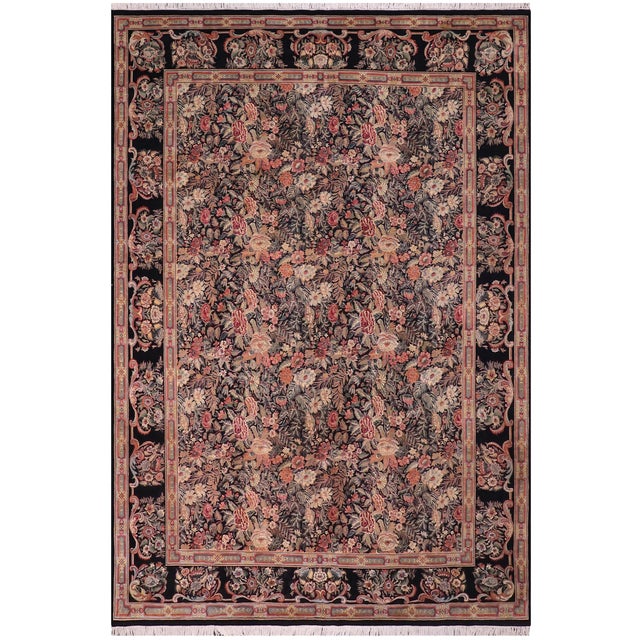 1990's Abusson Pak-Persian Black/Black Wool Rug - 10'1'' X 13'7'' For Sale - Image 9 of 9