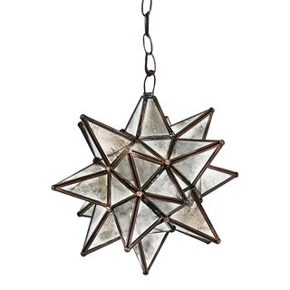 Worlds Away Antique Mirror Moravian Star Chandelier For Sale