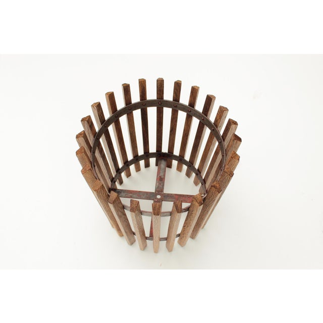 Plant Pot with Wooden Slats and Iron Strips, 1950s For Sale - Image 4 of 11