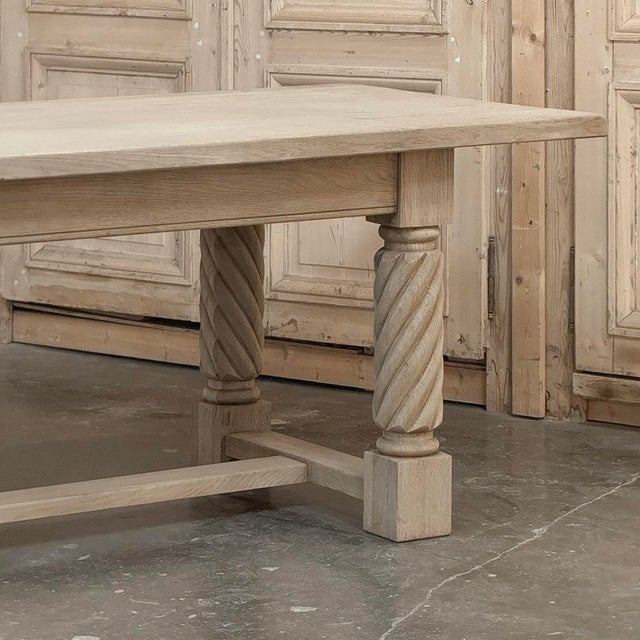 Rustic Mid-Century Trestle Table Crafted of Solid Oak For Sale - Image 12 of 17