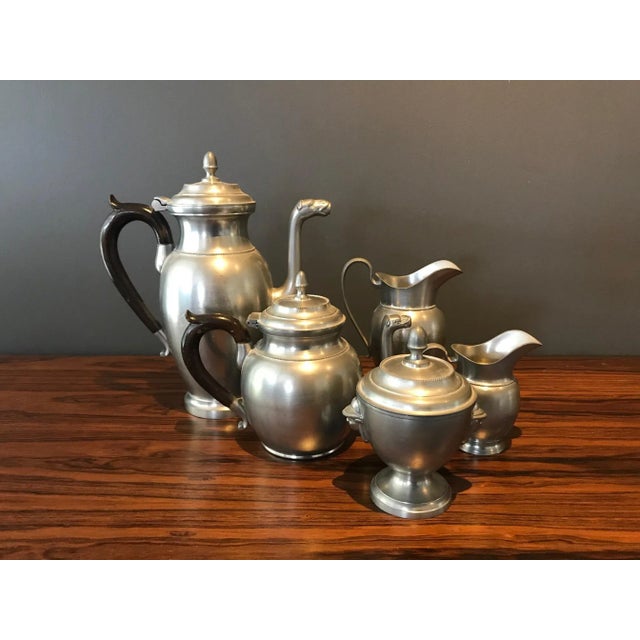 Art Deco Tin Tea & Coffee Service, Set of 5 For Sale - Image 16 of 16