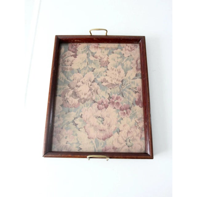 Brown Vintage Floral Tray For Sale - Image 8 of 11