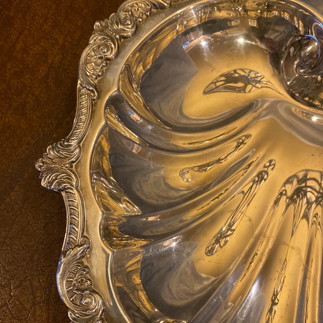 Vintage Poole Silver Co Old English Large Footed Shell Dish Griffin Crest For Sale - Image 10 of 11