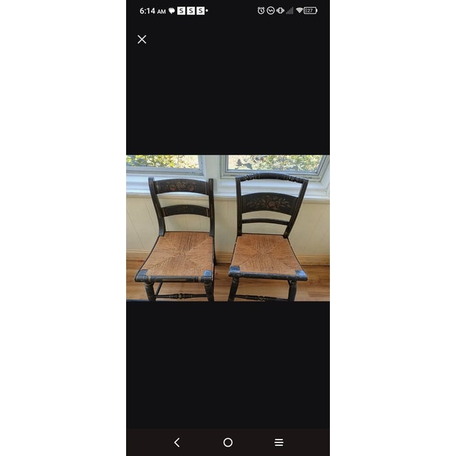 Vintage Hand Painted French Farm House Chairs– Set of Two – Cottagecore Farmhouse Accent Chairs For Sale - Image 4 of 4