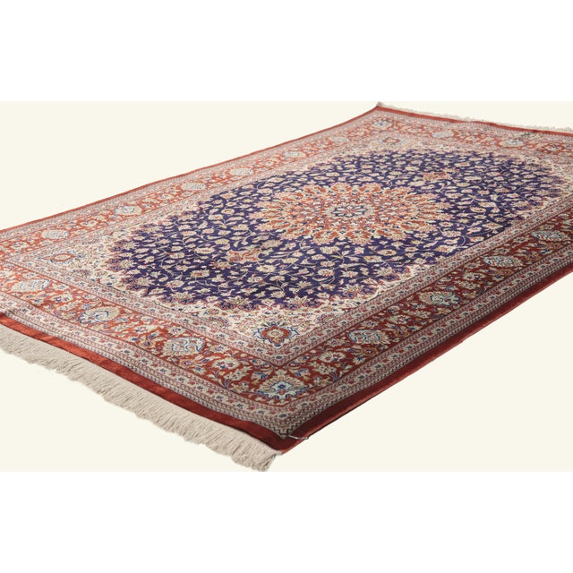 79792 Vintage Persian Qum Rug, 03'04 x 04'10. The Royal Arabesque: A Vintage Persian Silk Qum Masterpiece of Timeless...