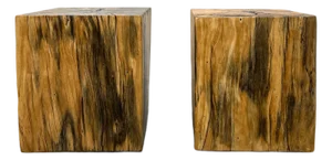 Vintage Sculptural Spalted Maple Wood Block Stools or Side Tables, Pair