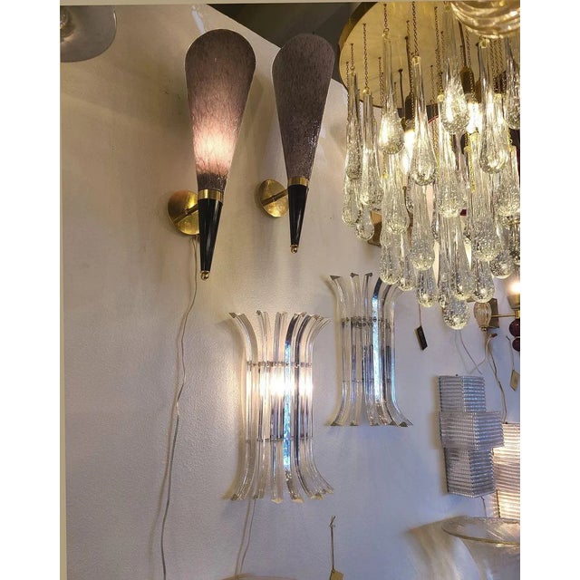 1970s Purple Murano Glass Sconces, Signed Mila Schon Italy 1970s For Sale - Image 5 of 12