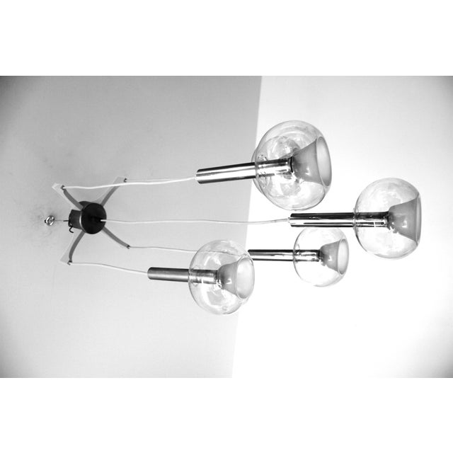 Cascade 5-Light Chandelier with Glass Shades, 1960s For Sale - Image 4 of 7