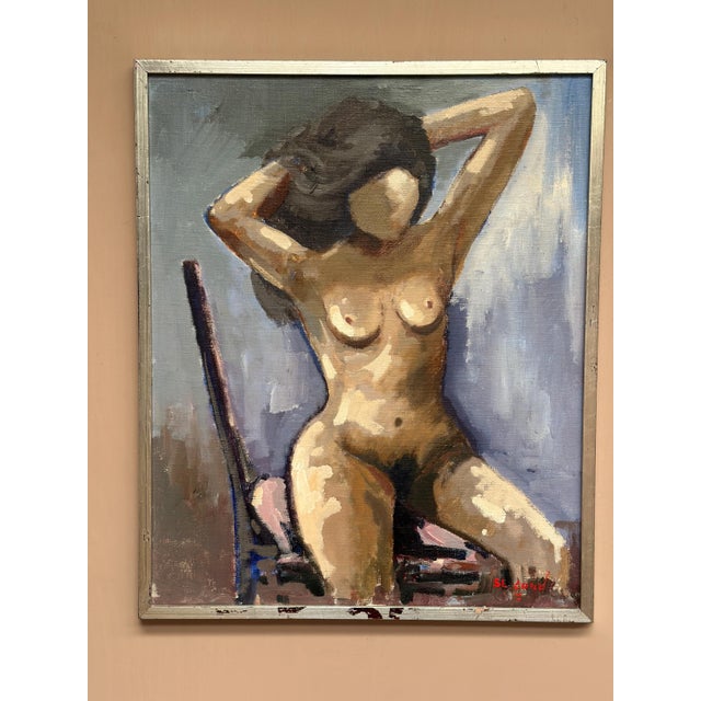 Sven Erik Lund, Model on Chair, Nude, 1950s, Oil on Canvas, Framed For Sale - Image 7 of 18