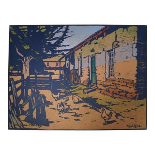 1920s William Seltzer Rice - Old Adobe, Monterey - Color Block Print For Sale