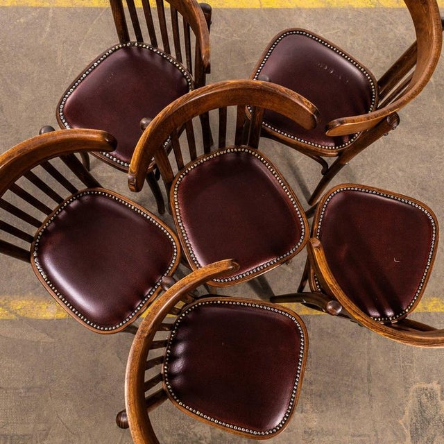 Classic Bistro Red Upholstered Dining Chairs, 1950s For Sale - Image 6 of 12