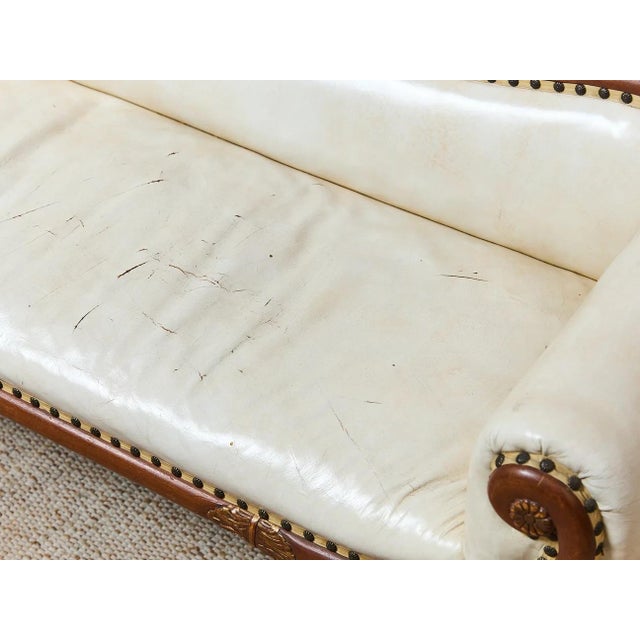 Vintage Antique Settee With Marble Side Table For Sale - Image 11 of 12